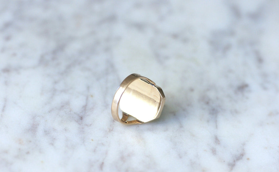 Rose gold and malachite signet ring - Penelope Gallery