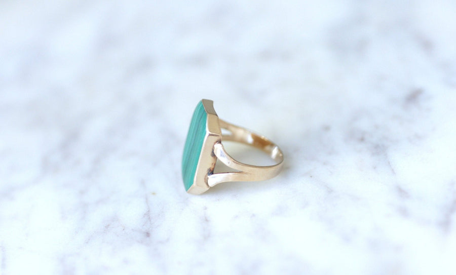 Rose gold and malachite signet ring - Penelope Gallery