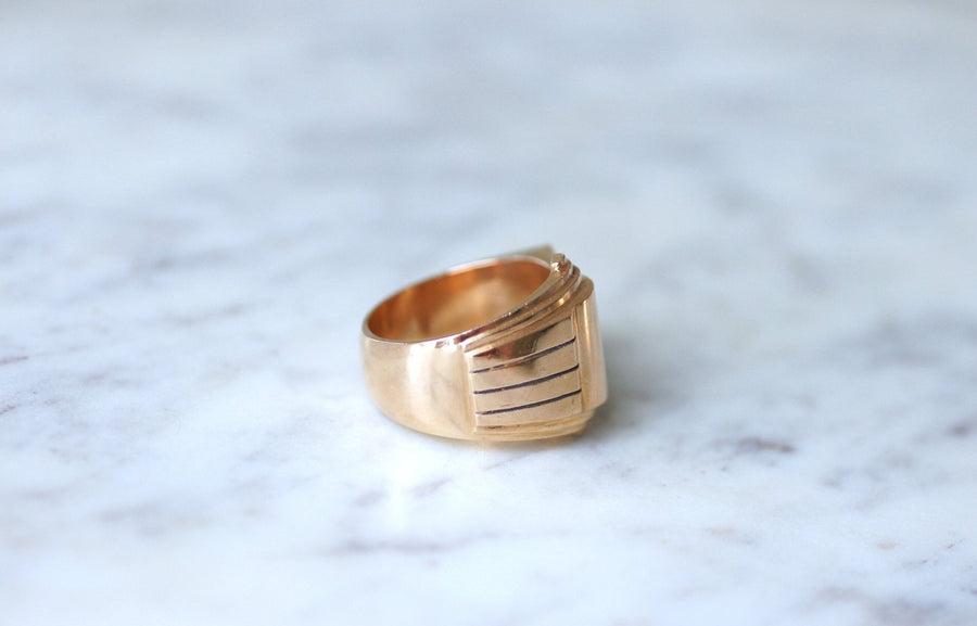 Tank Chevalière in rose gold - Galerie Pénélope