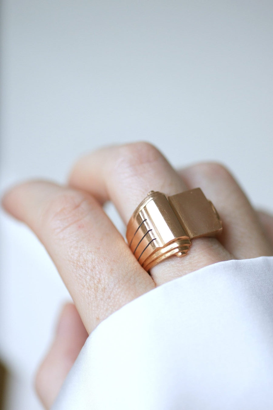 Tank Chevalière in rose gold - Galerie Pénélope