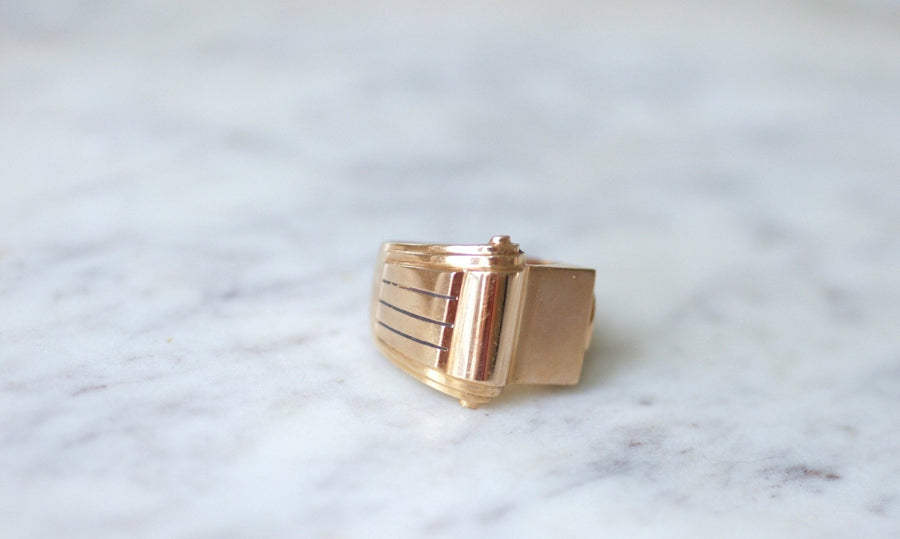 Tank Chevalière in rose gold - Galerie Pénélope