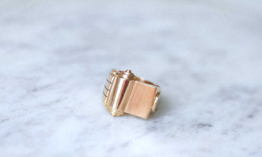 Tank Chevalière in rose gold - Galerie Pénélope