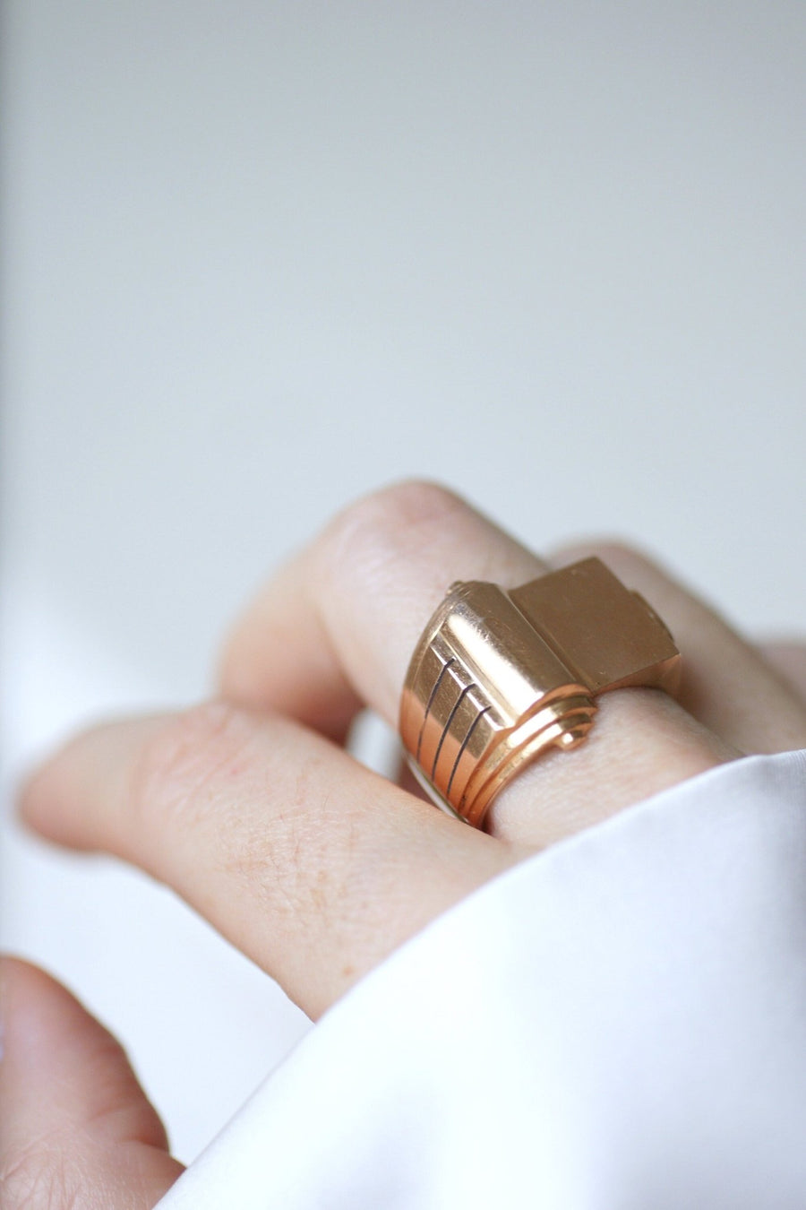 Tank Chevalière in rose gold - Galerie Pénélope
