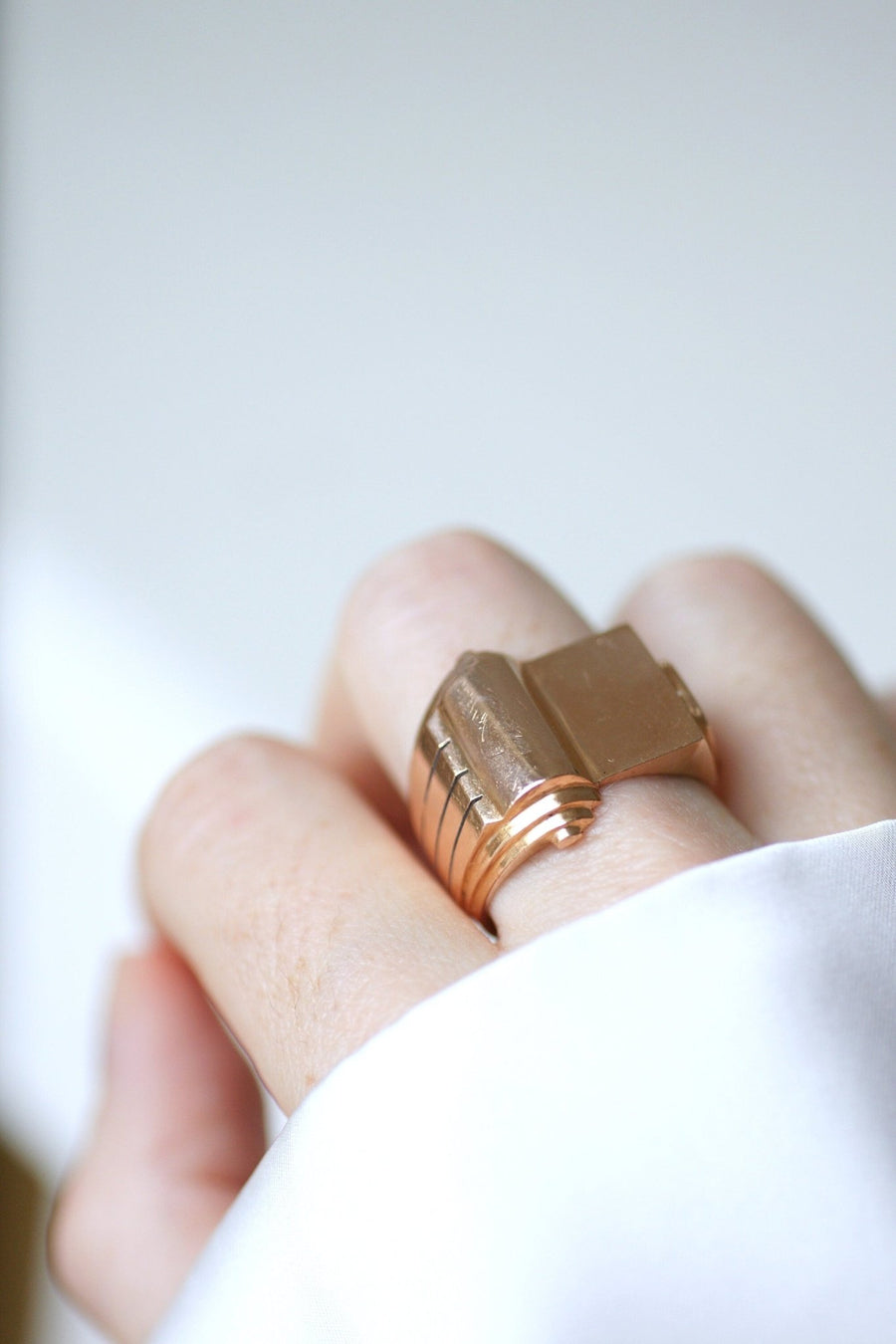 Tank Chevalière in rose gold - Galerie Pénélope