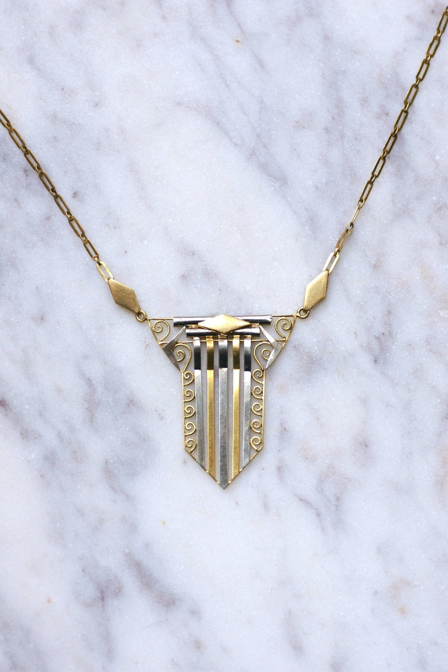 Art Deco two gold necklace, Circa 1930 - Galerie Pénélope