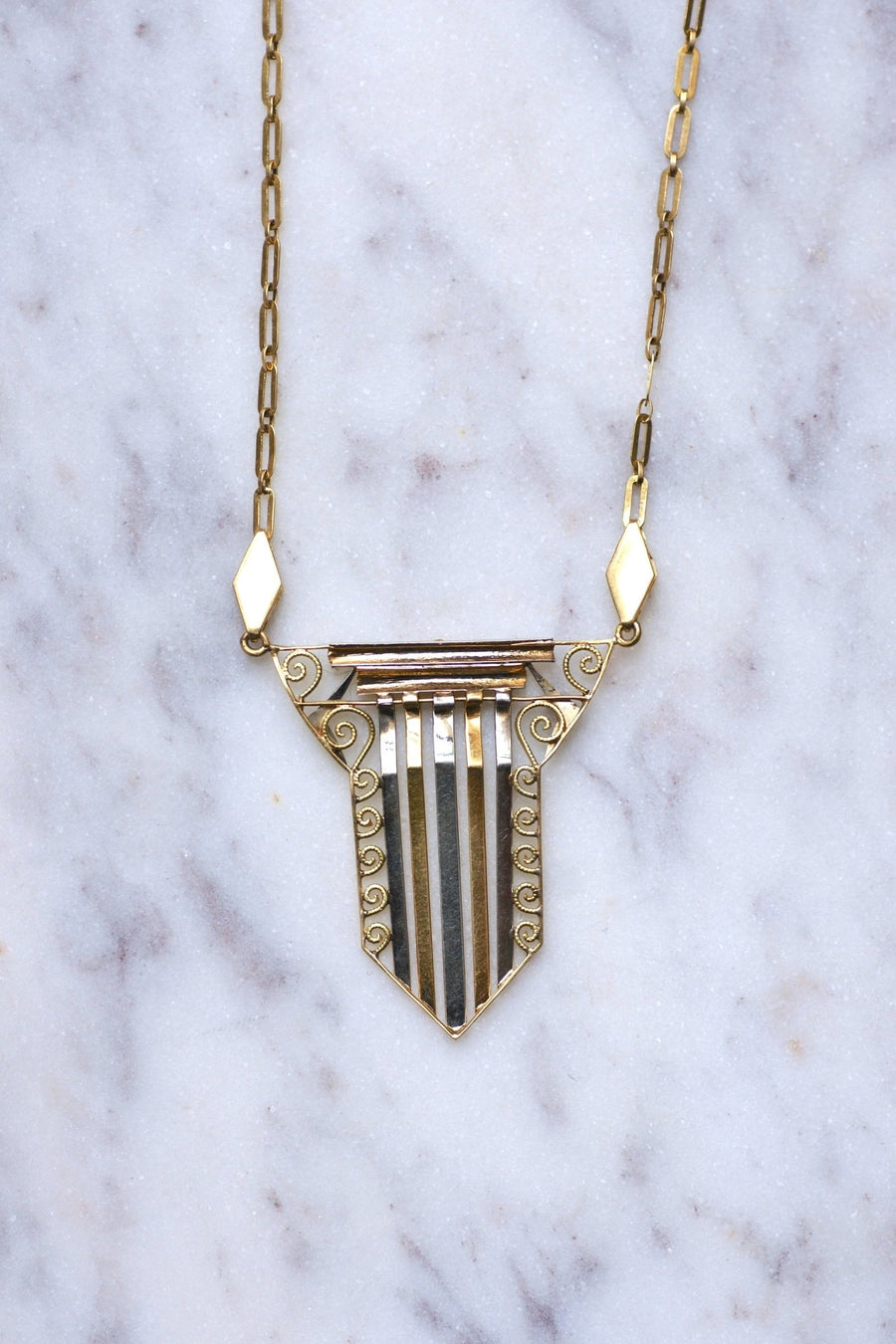 Art Deco two gold necklace, Circa 1930 - Galerie Pénélope