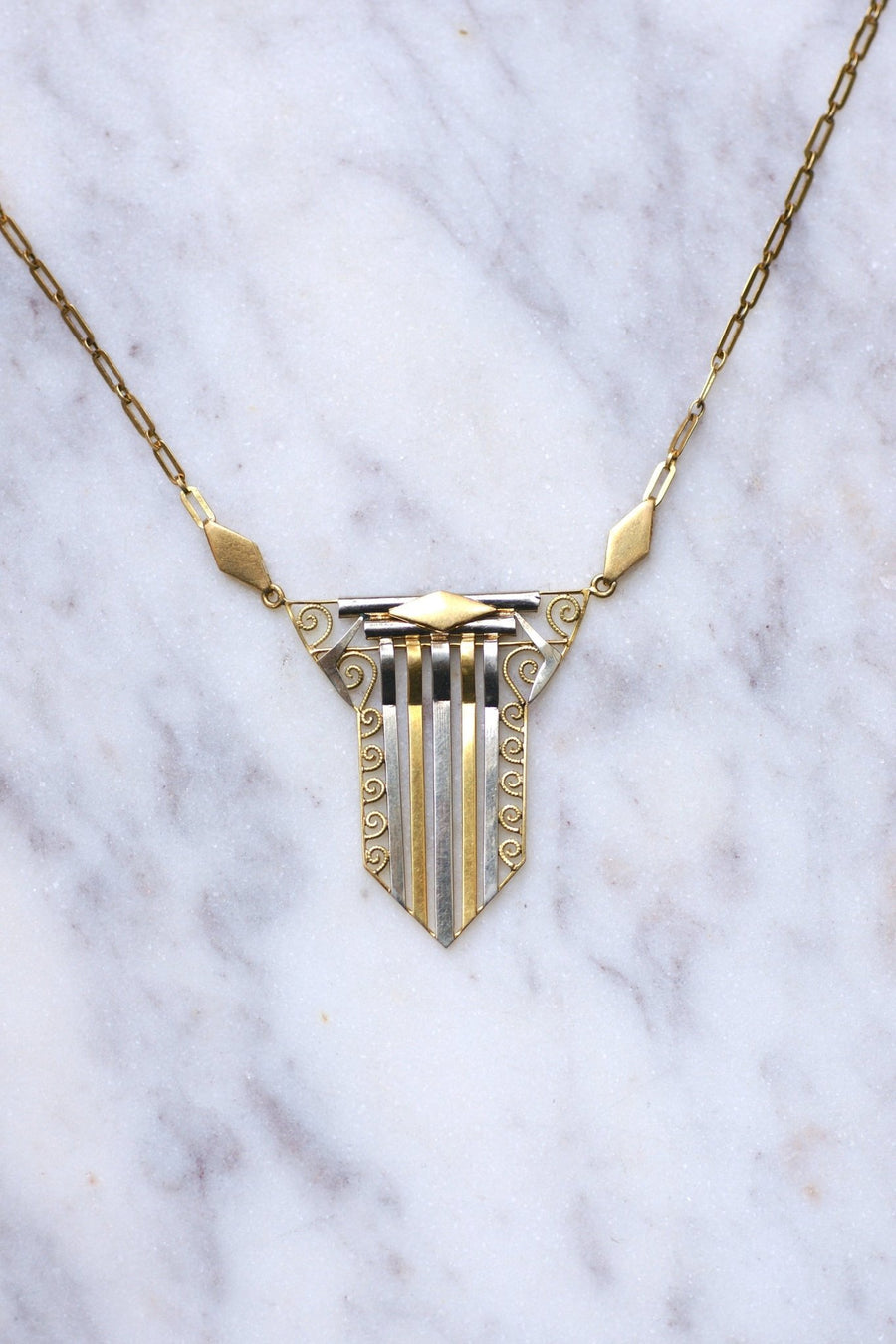 Art Deco two gold necklace, Circa 1930 - Galerie Pénélope