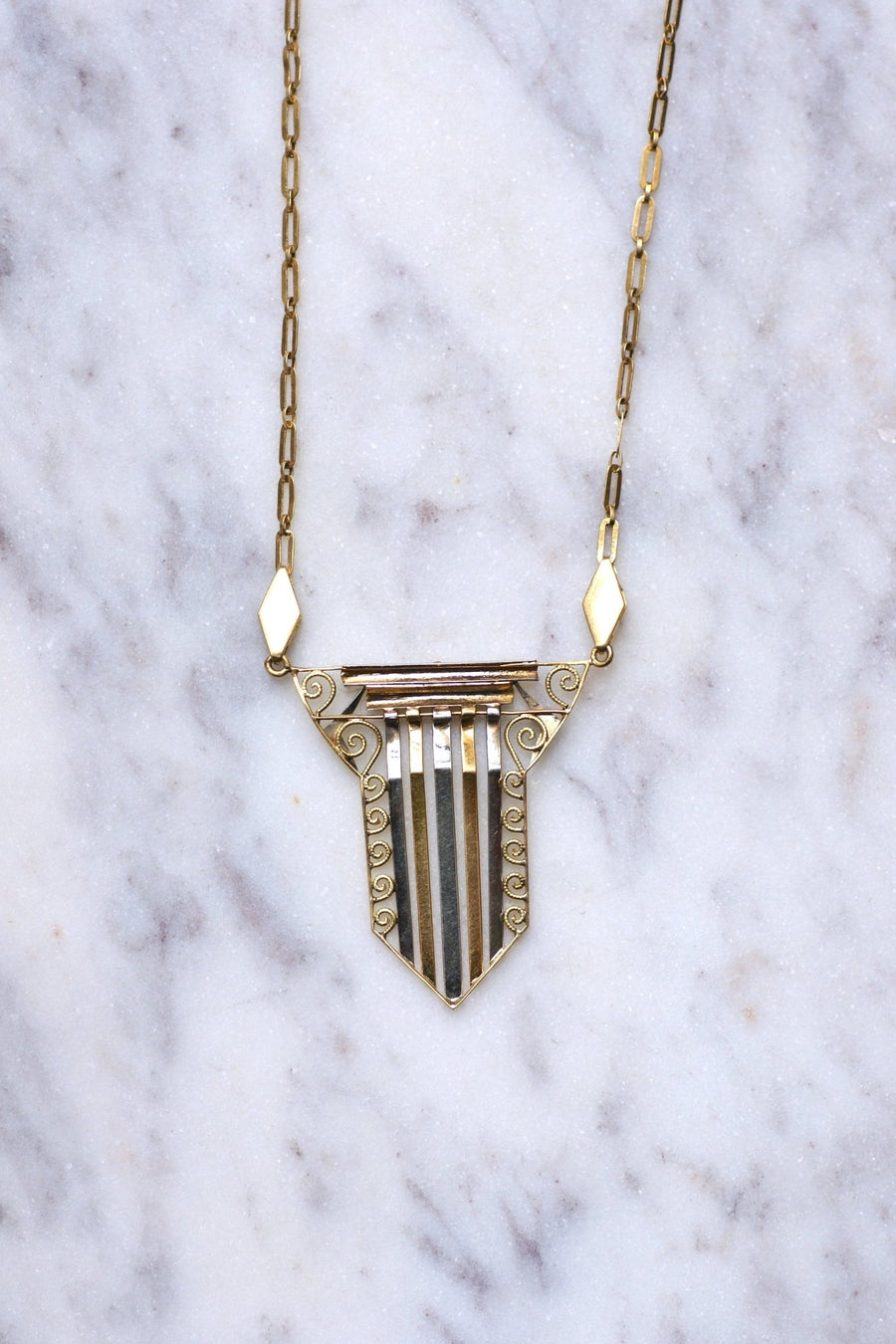 Art Deco two gold necklace, Circa 1930 - Galerie Pénélope