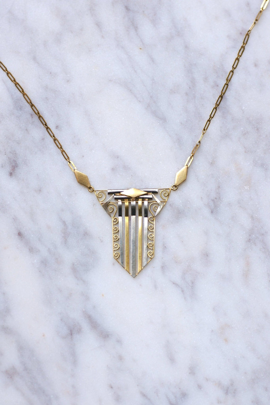 Art Deco two gold necklace, Circa 1930 - Galerie Pénélope