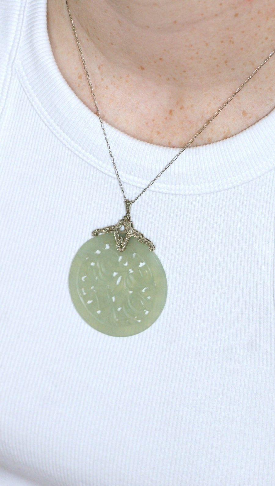 Art Deco diamond and jade necklace - Galerie Pénélope