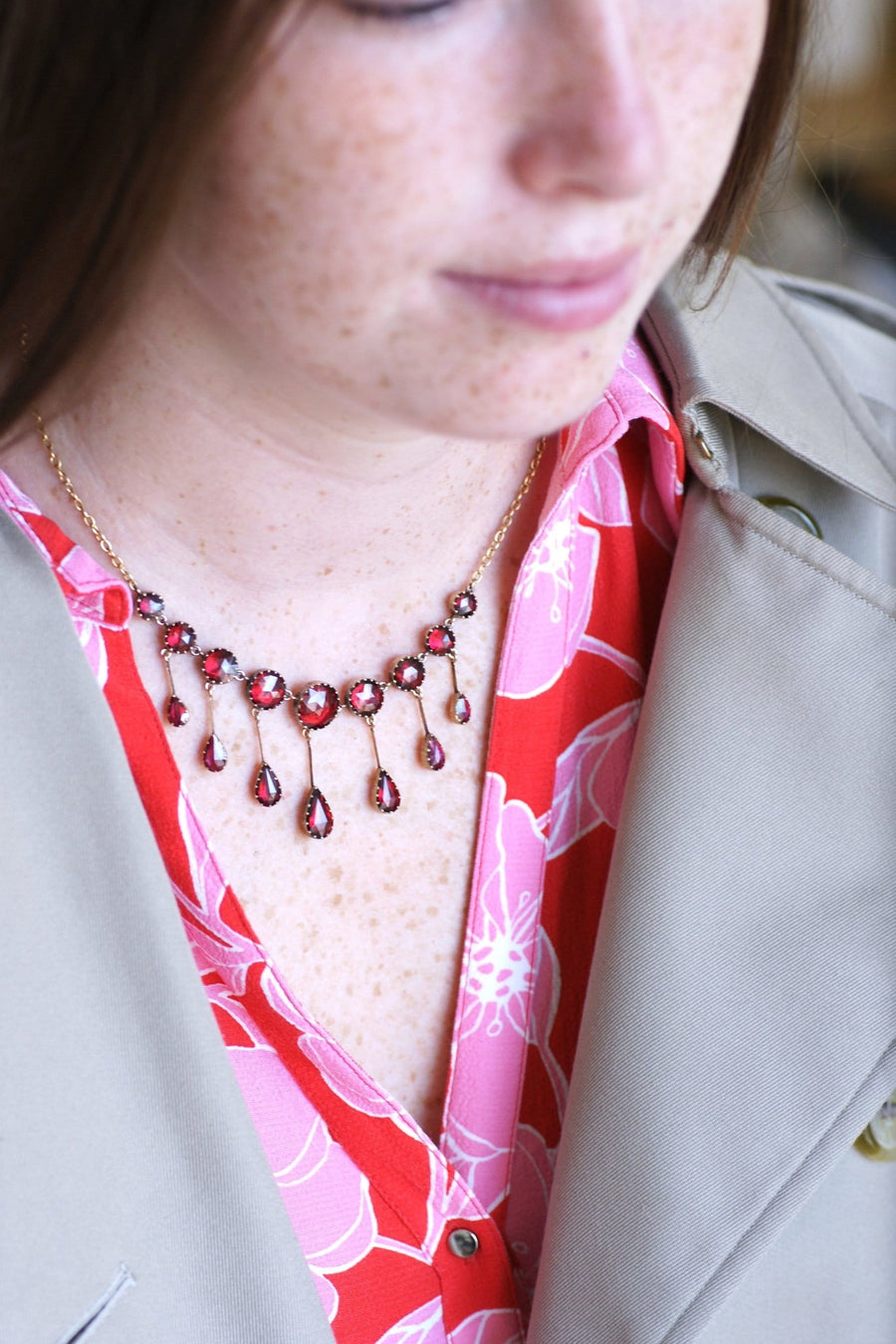 Garnet drapery necklace - Penelope Gallery