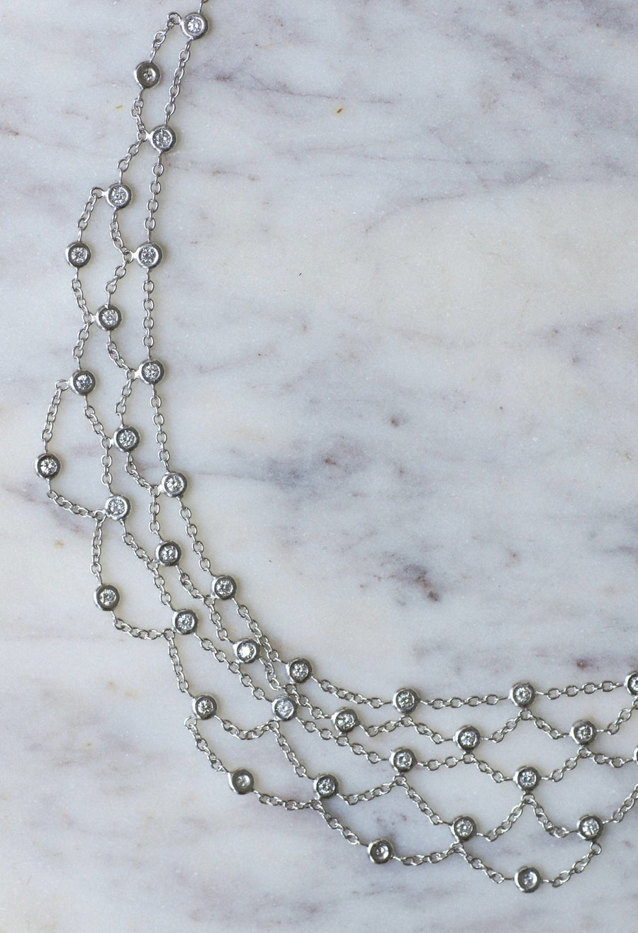 White gold and diamond drapery necklace - Galerie Pénélope