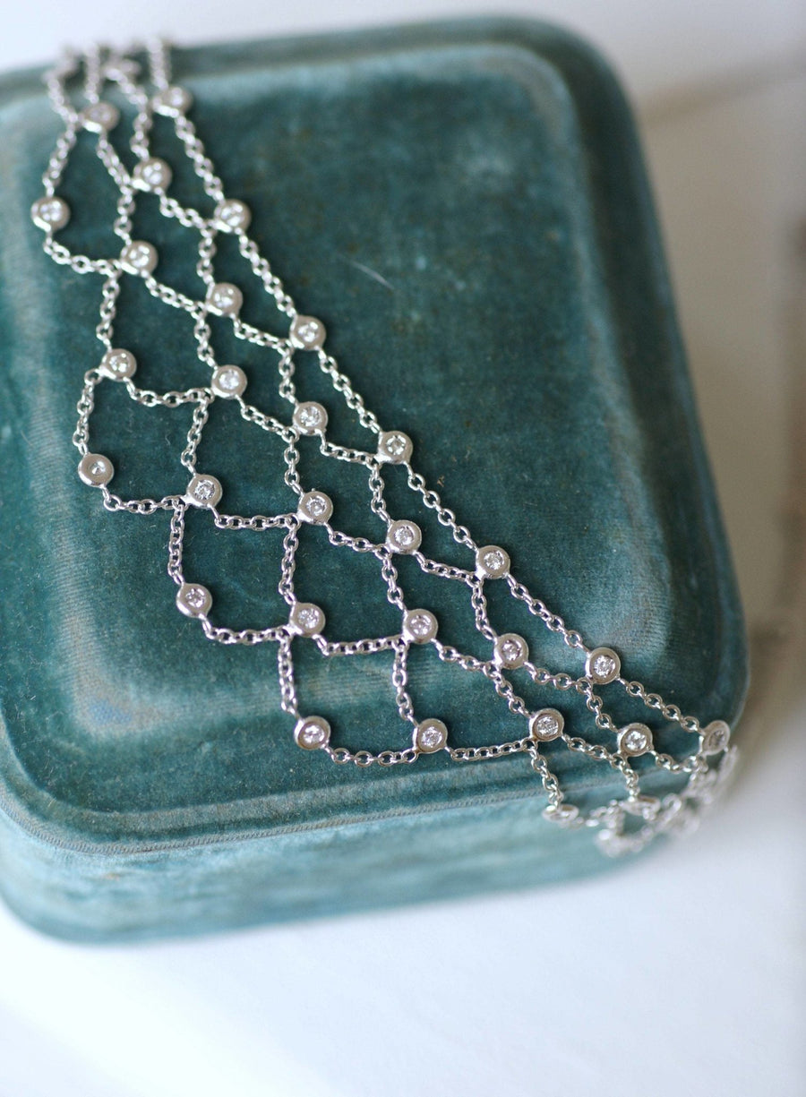 White gold and diamond drapery necklace - Galerie Pénélope