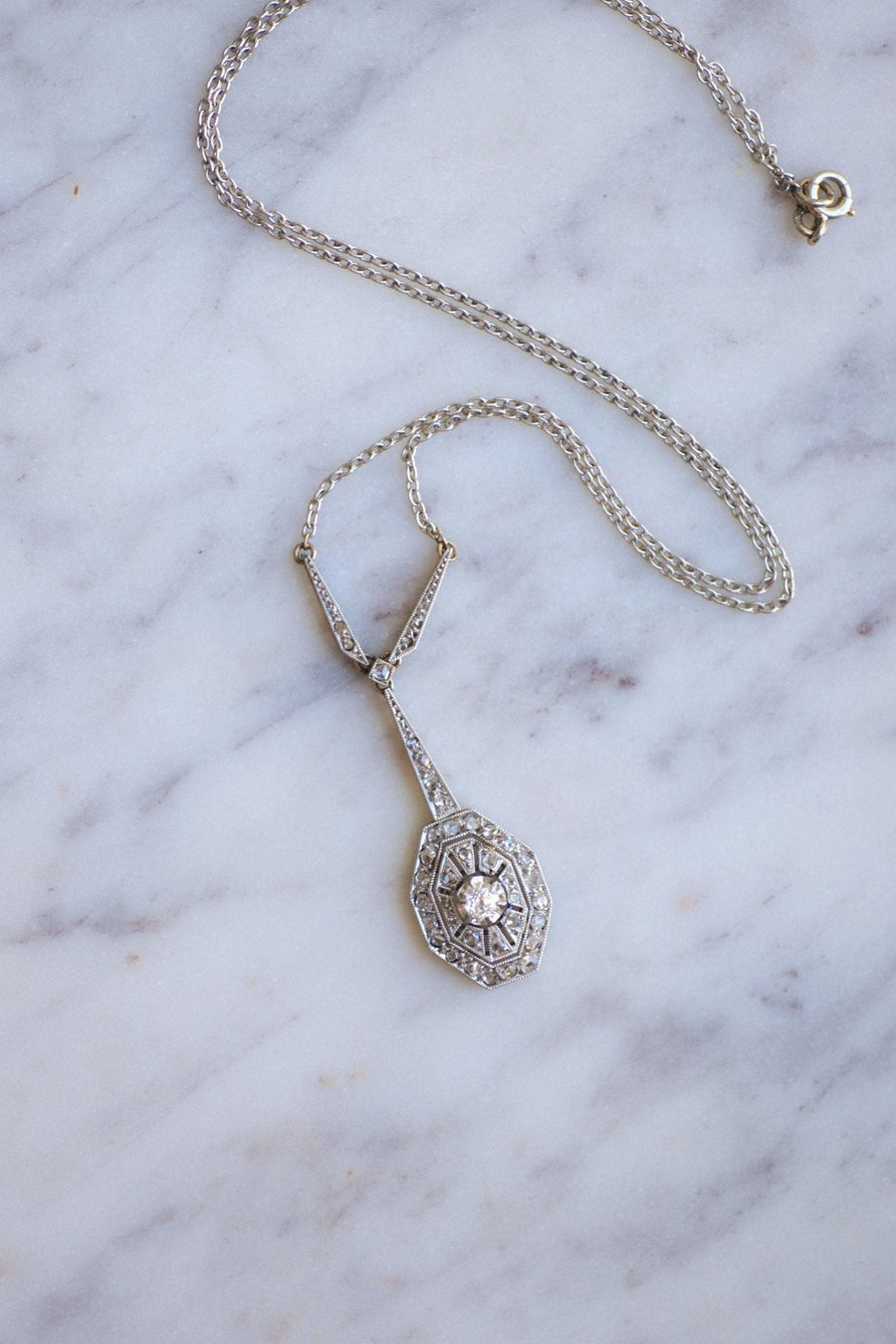 Art Deco diamond drop necklace - Penelope Gallery