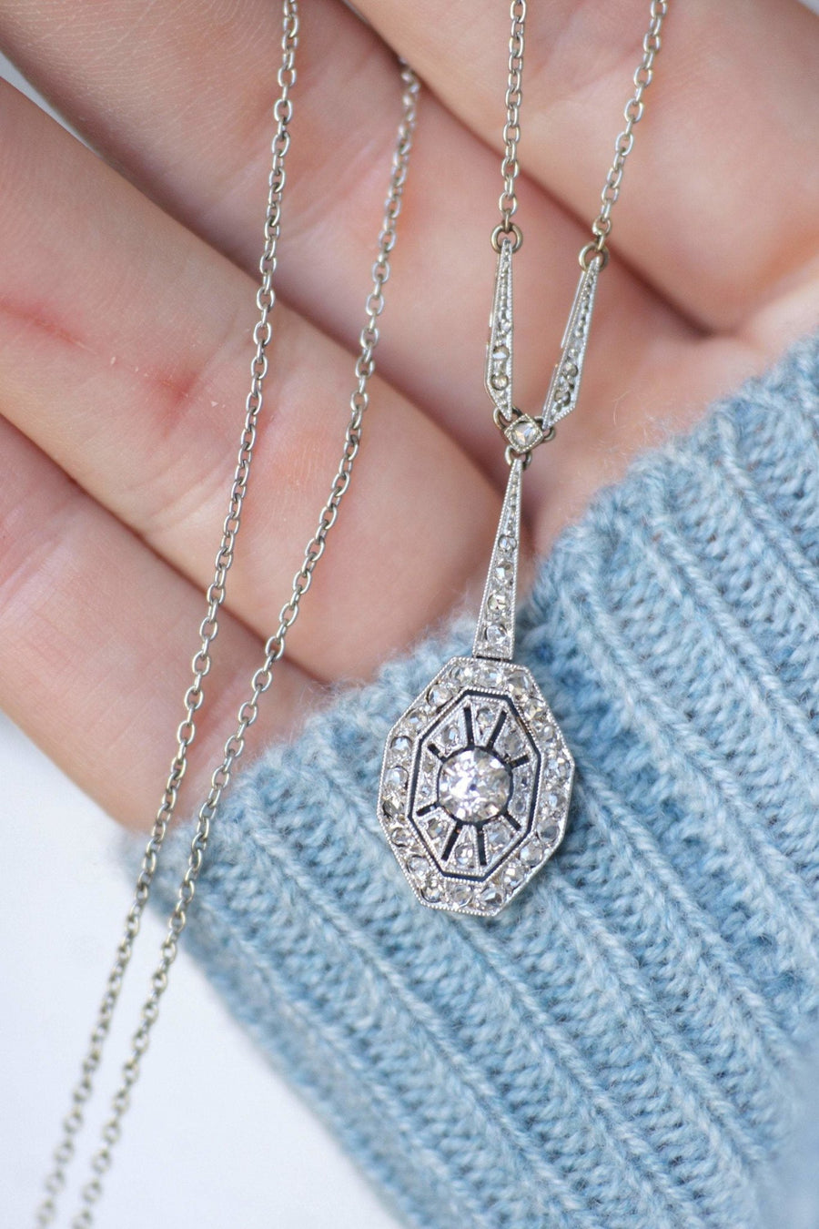 Art Deco diamond drop necklace - Penelope Gallery