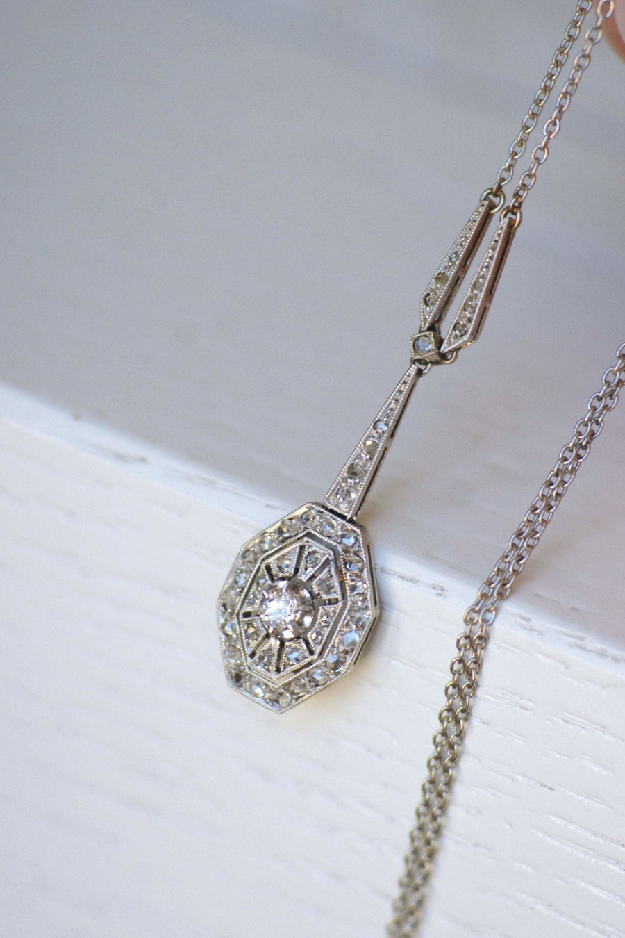 Art Deco diamond drop necklace - Penelope Gallery