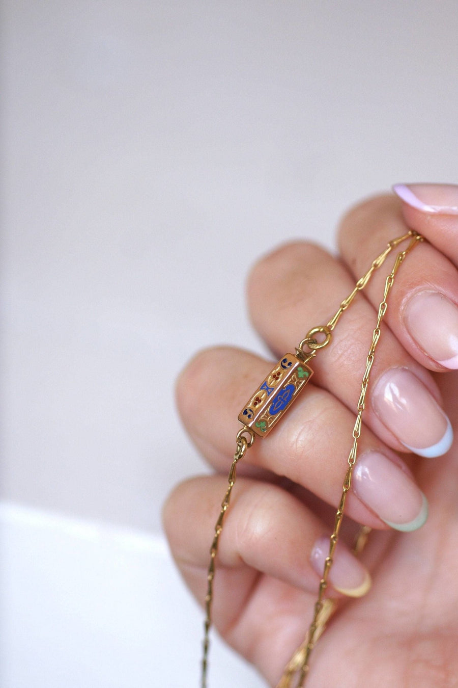 Gold necklace with regional enamel clasp - Penelope Gallery