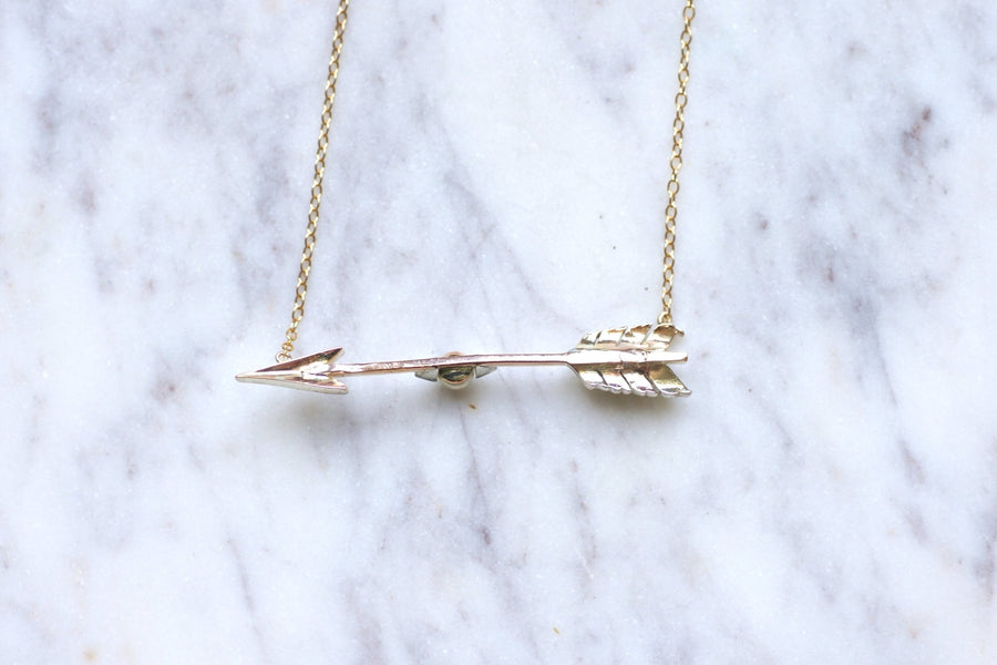 Antique diamond and pearl arrow pendant necklace - Penelope Gallery