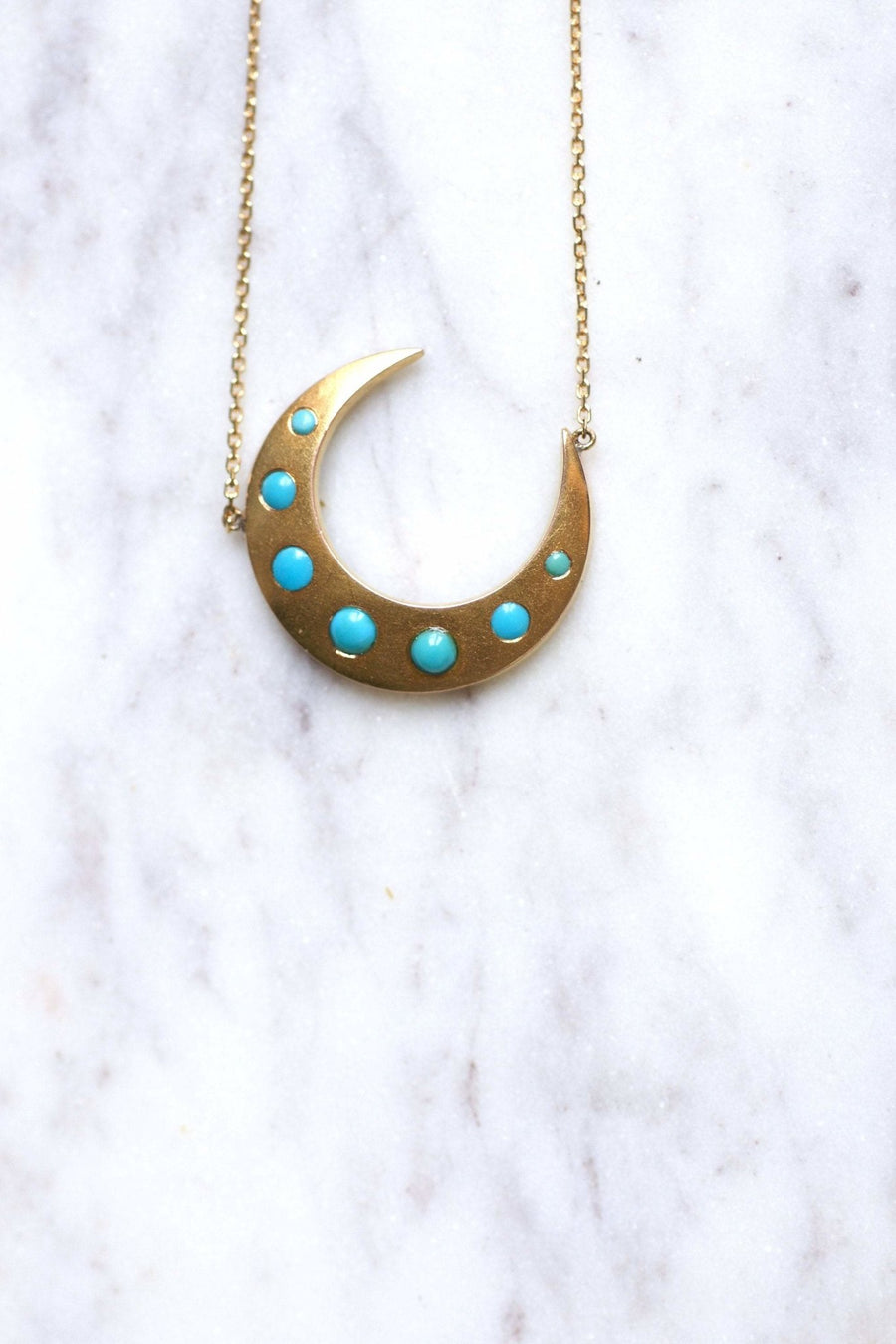 Gold and turquoise crescent moon pendant necklace - Penelope Gallery