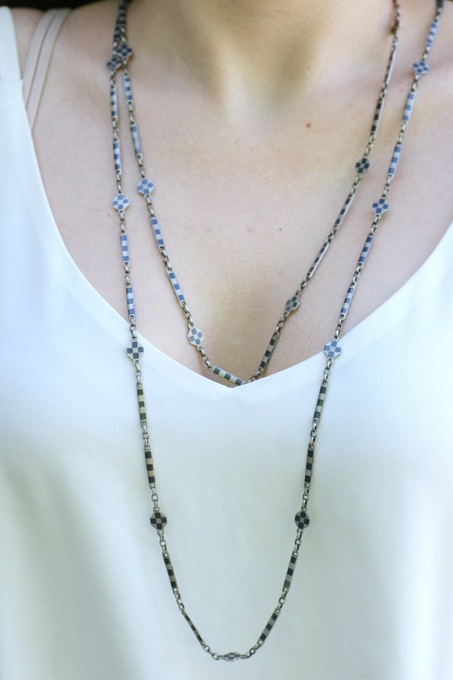 Necklace, necklace, antique chain, silver, 19th century - Galerie Pénélope