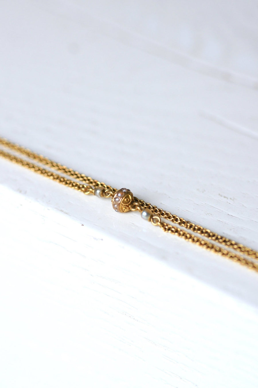 Necklace, necklace, antique chain, gold and fine pearl - Galerie Pénélope
