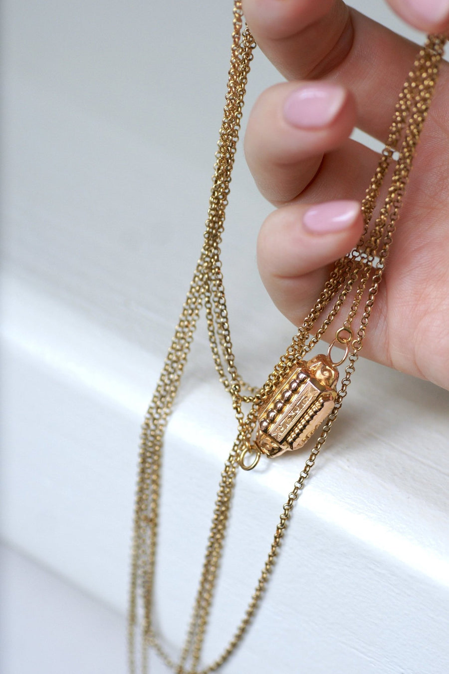 Necklace with gold barrel clasp - Penelope Gallery