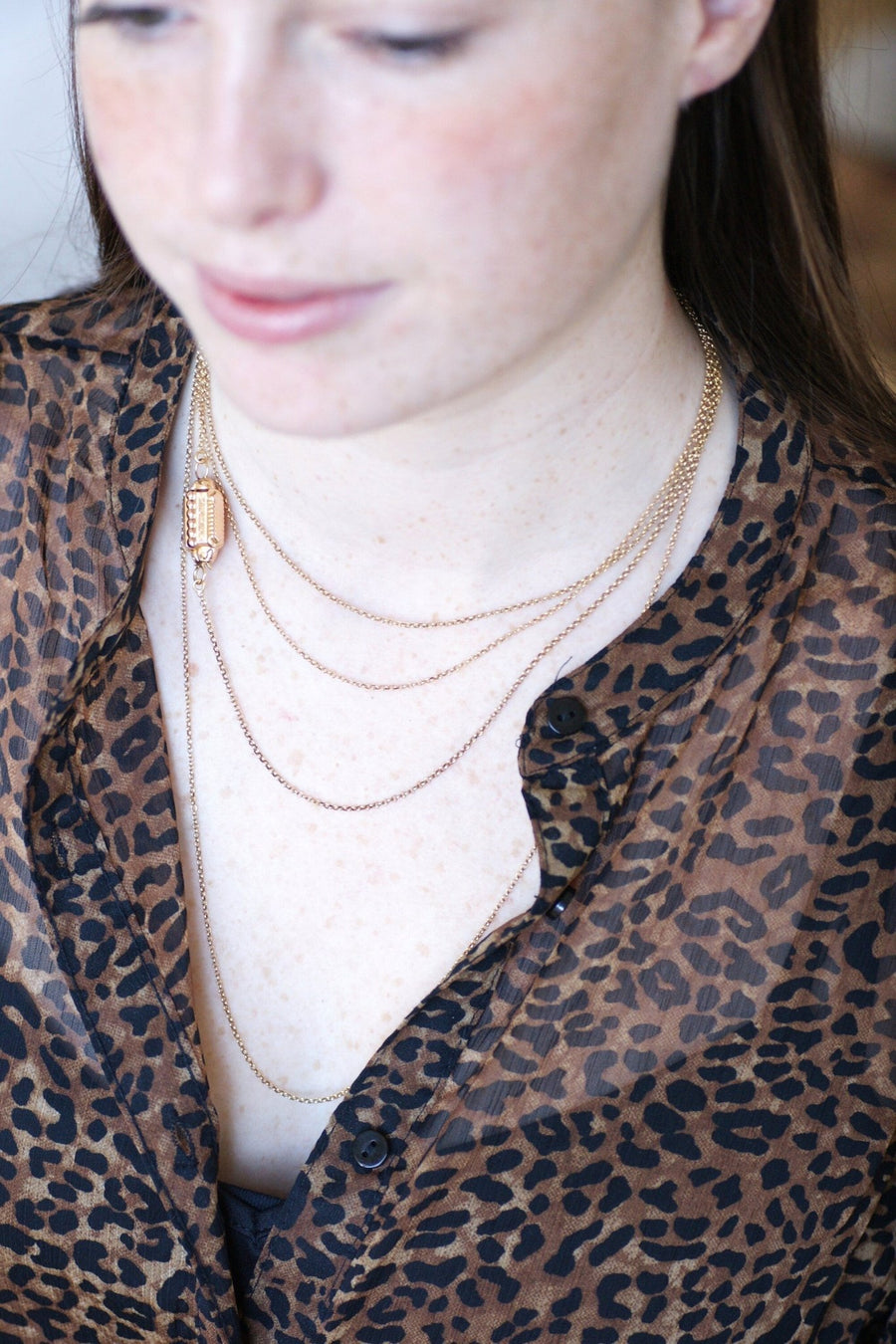 Necklace with gold barrel clasp - Penelope Gallery