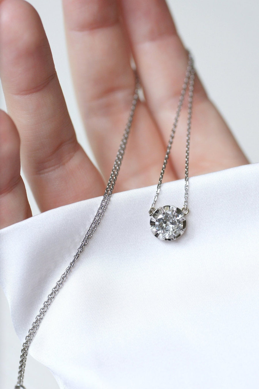 Solitaire diamond necklace 1.24 Cts - Penelope Gallery