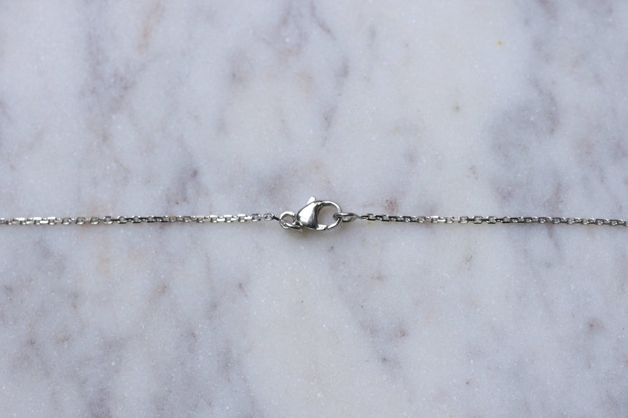 Solitaire Art Deco style necklace white gold and champagne brown diamond briolette 0,90Ct - Galerie Pénélope