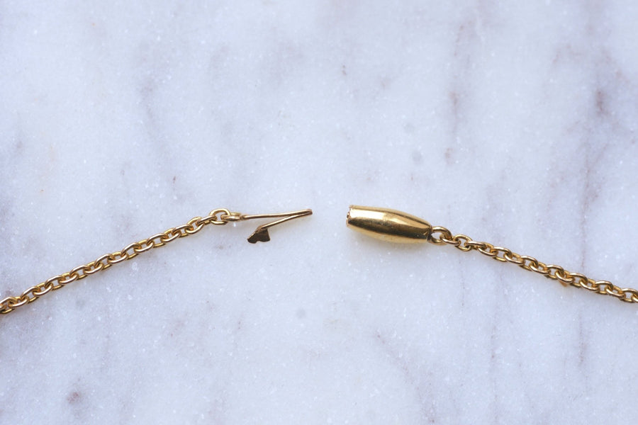 Victorian style necklace in gold set with black opals - Galerie Pénélope