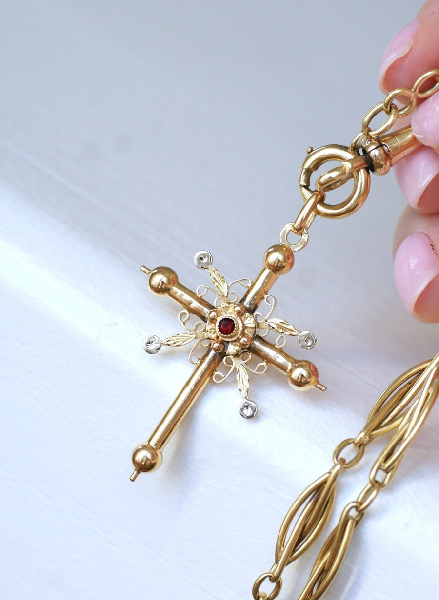 Antique two gold Savoy cross - Penelope Gallery
