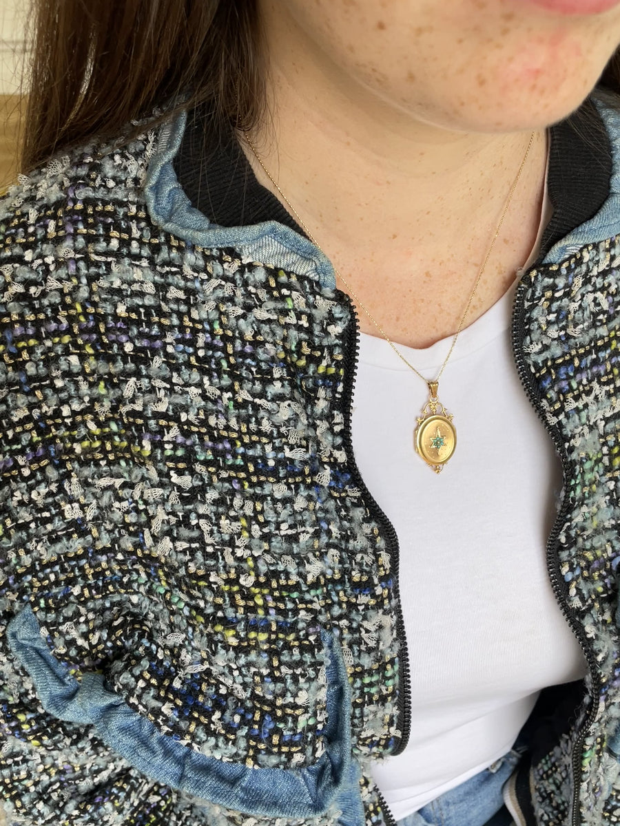 Medallion star rose gold and turquoise