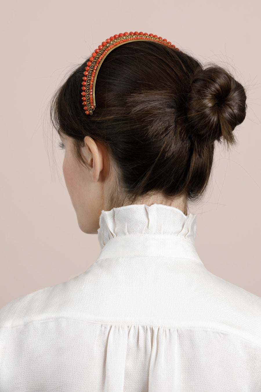 Antique wedding tiara, tiara in silver and coral - Galerie Pénélope