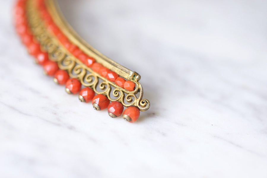 Antique wedding tiara, tiara in silver and coral - Galerie Pénélope