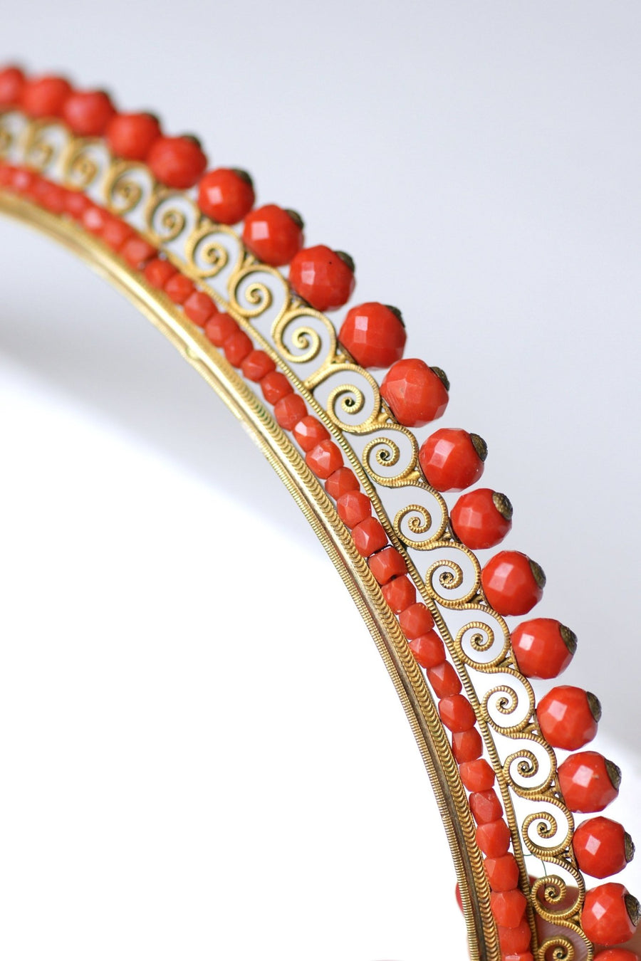 Antique wedding tiara, tiara in silver and coral - Galerie Pénélope