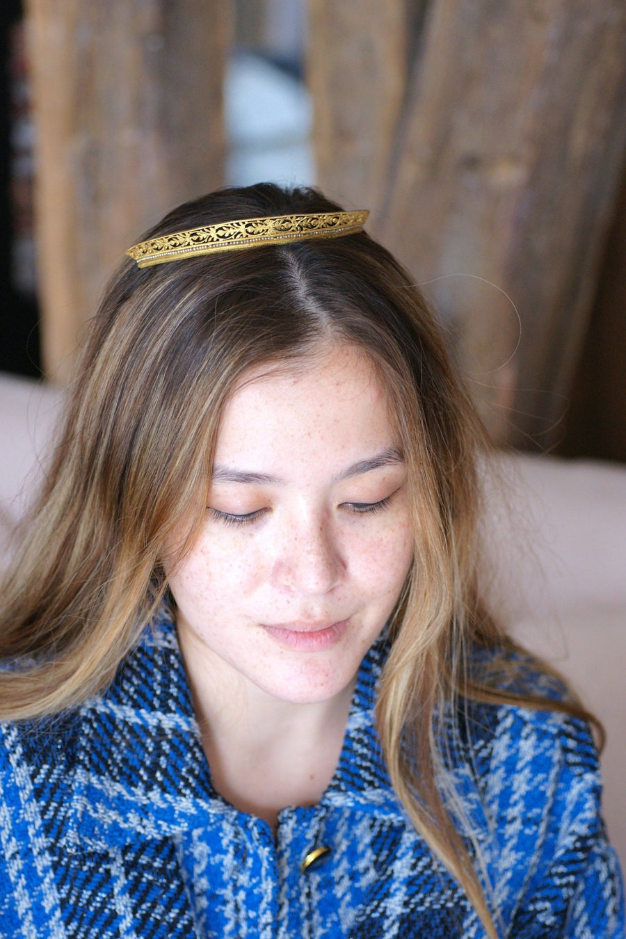 Antique wedding tiara, tiara, gilt metal and pearls tiara - Galerie Pénélope