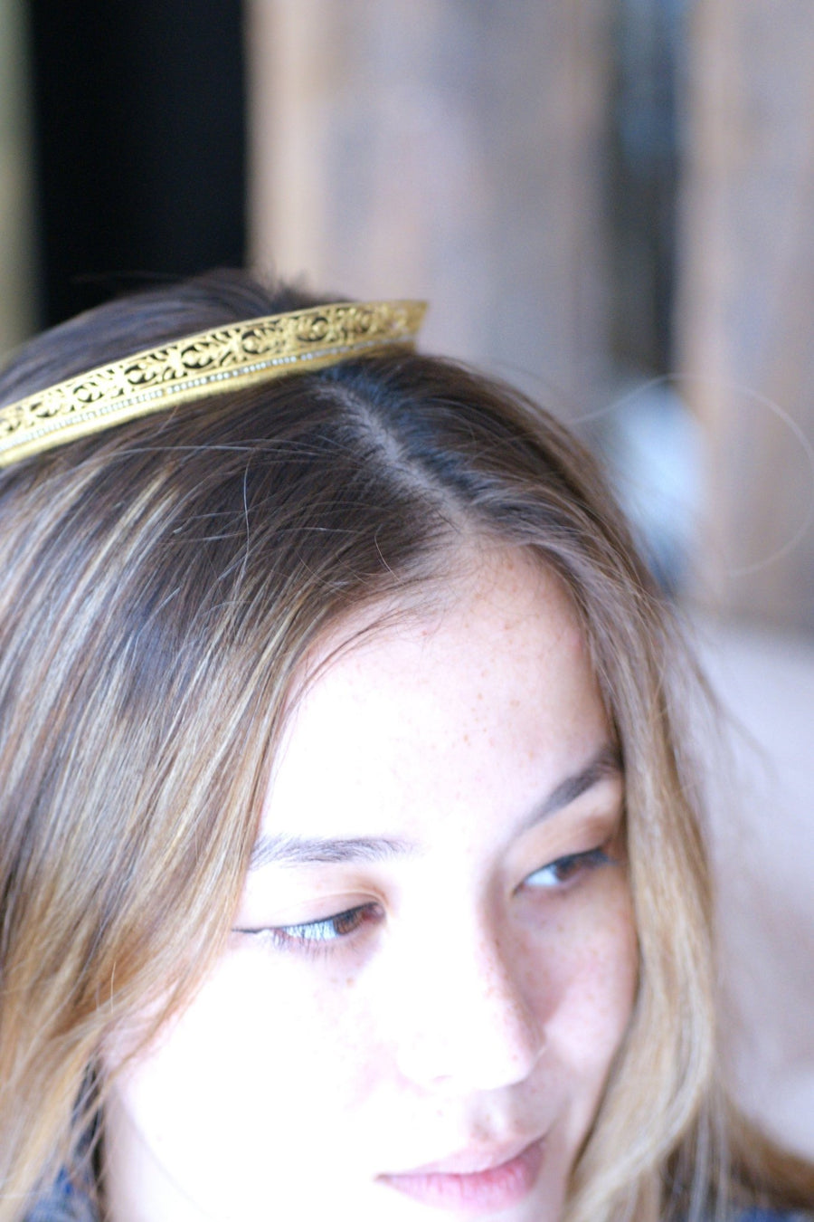 Antique wedding tiara, tiara, gilt metal and pearls tiara - Galerie Pénélope