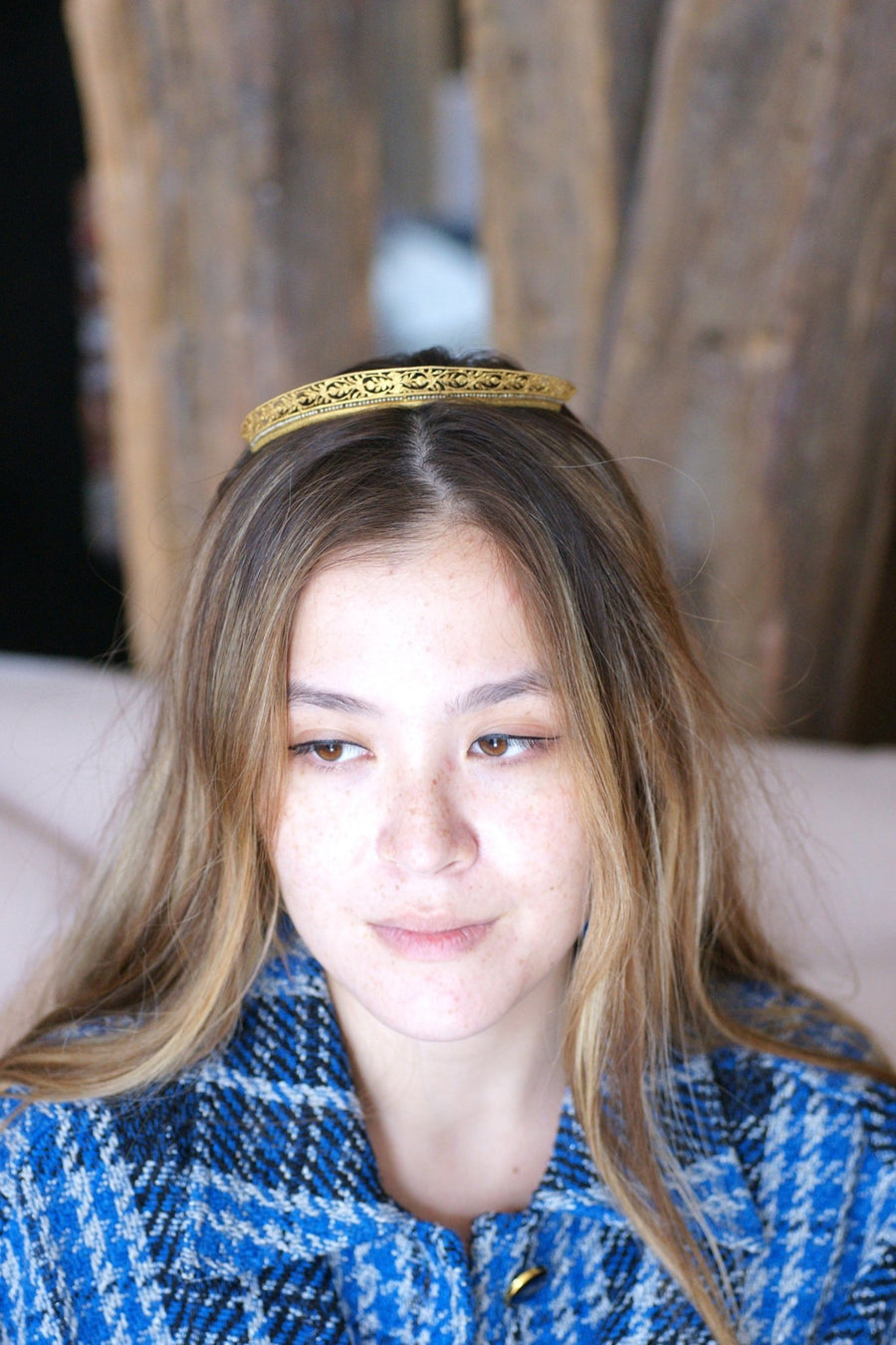 Antique wedding tiara, tiara, gilt metal and pearls tiara - Galerie Pénélope