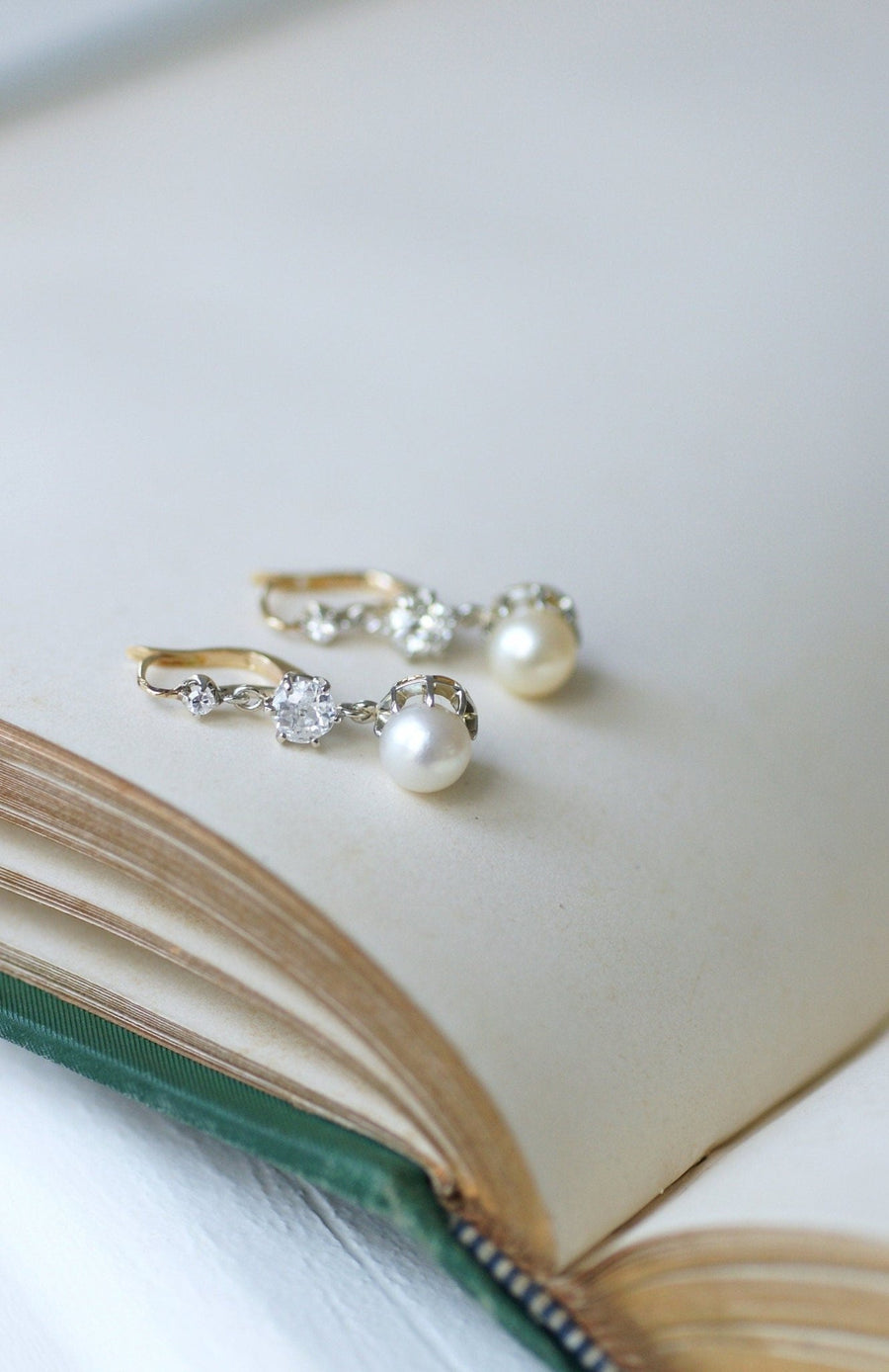 Art Deco gold, pearls, and diamonds sleepers - Penelope Gallery