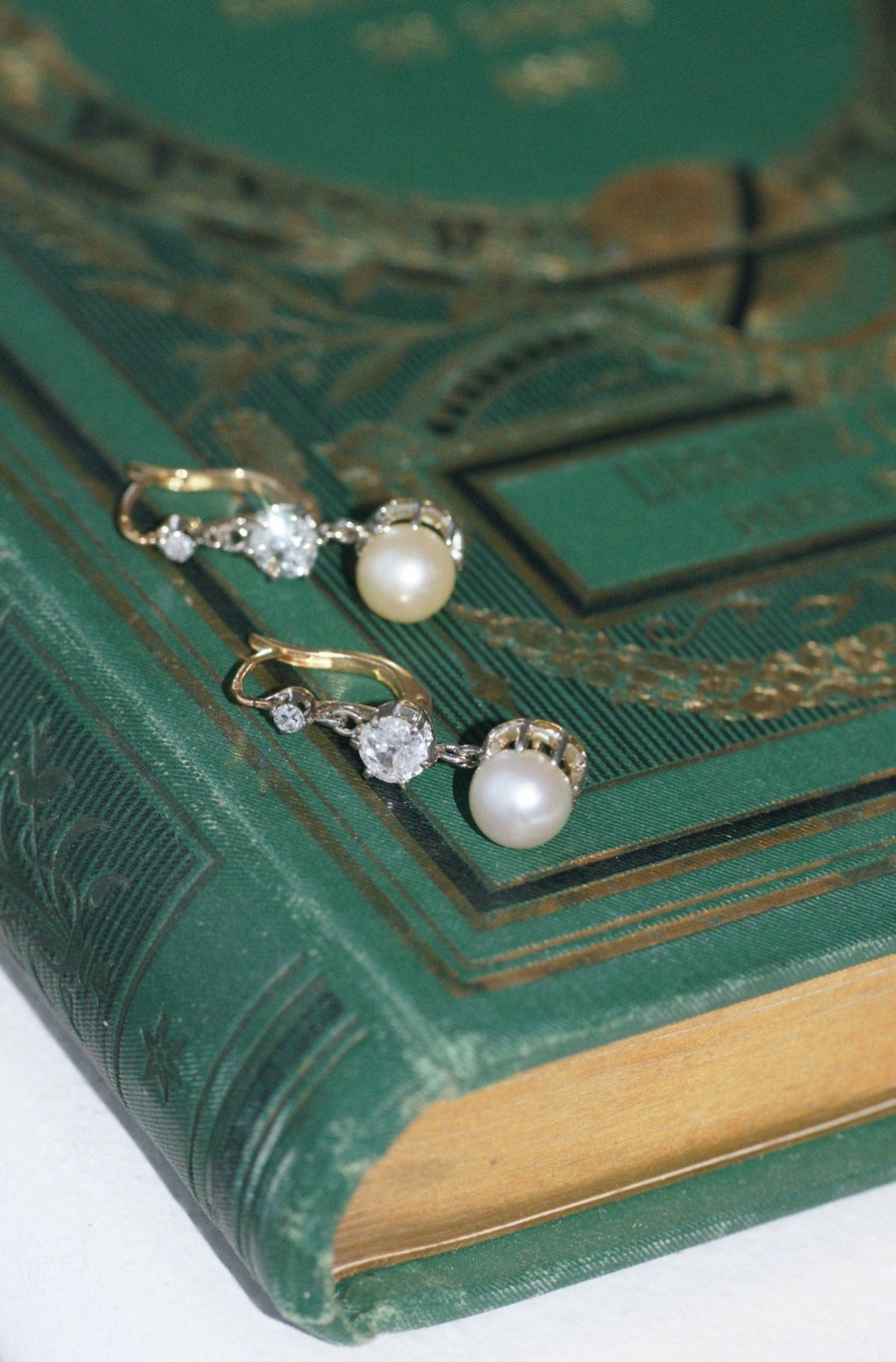 Art Deco gold, pearls, and diamonds sleepers - Penelope Gallery