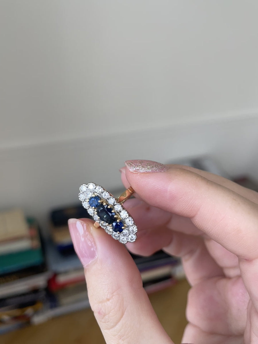 Vintage Marquise diamonds and sapphires