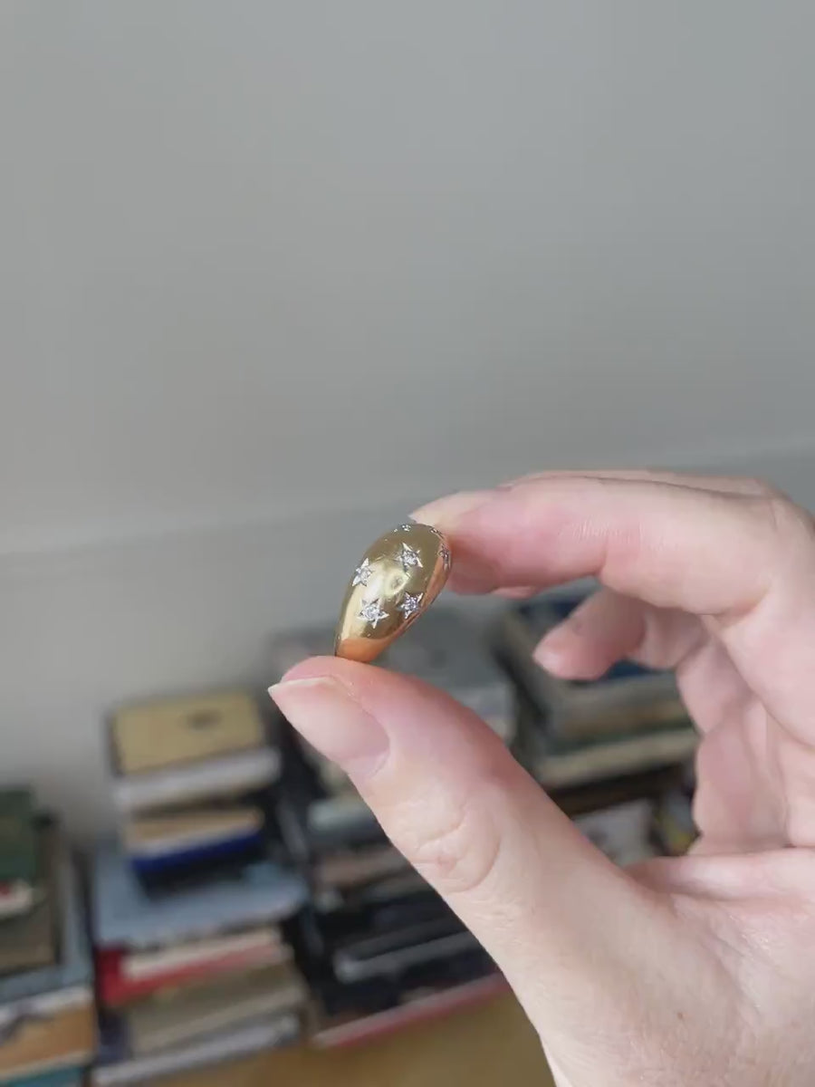 Vintage ring constellation in yellow gold and diamonds