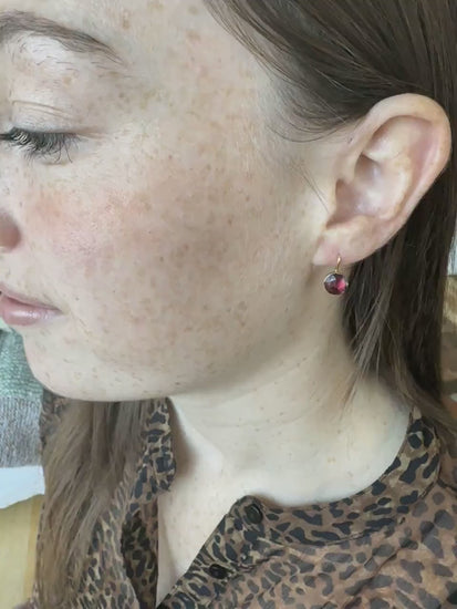 Antique yellow gold and garnet sleeper earrings from Perpignan