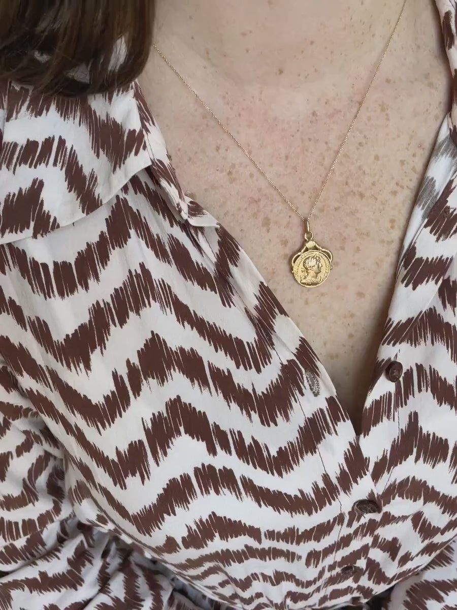 Antique gold medal pendant, roman coin
