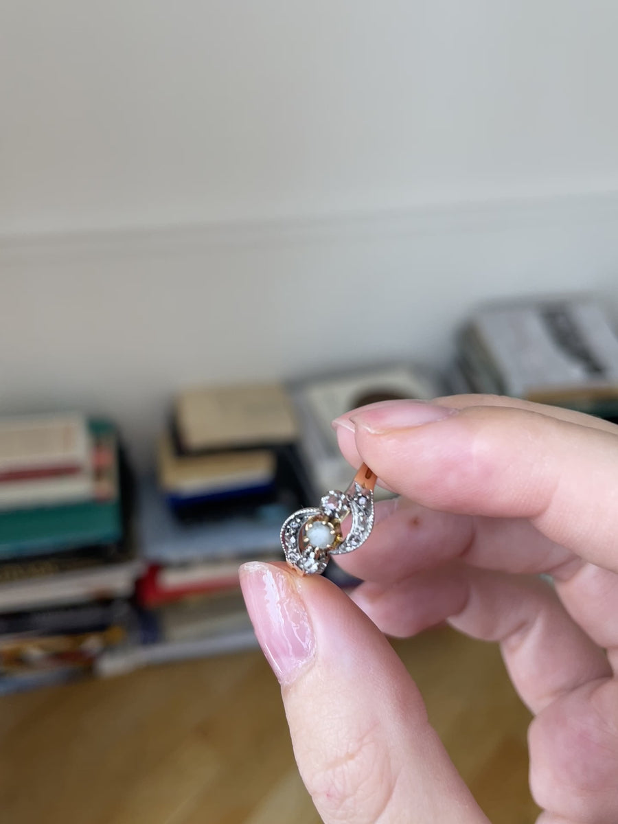 You and Me pearl and diamond ring