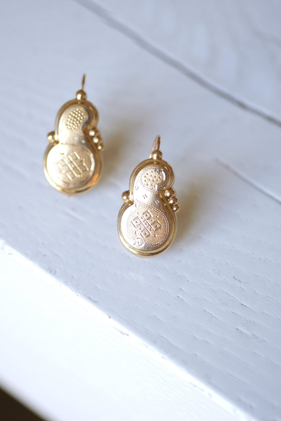 Large antique gold earrings - Galerie Pénélope