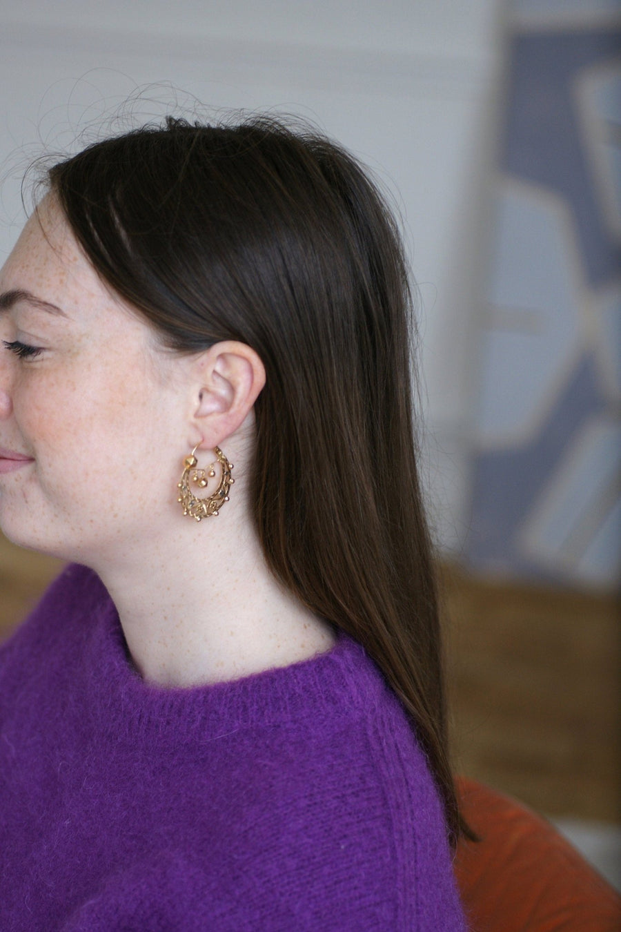 Large gold Savoyard creoles - Galerie Pénélope