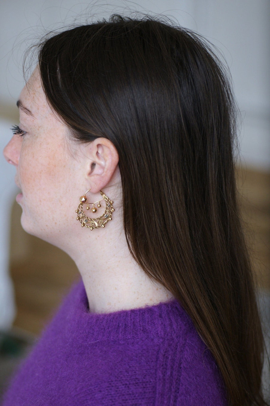 Large gold Savoyard creoles - Galerie Pénélope