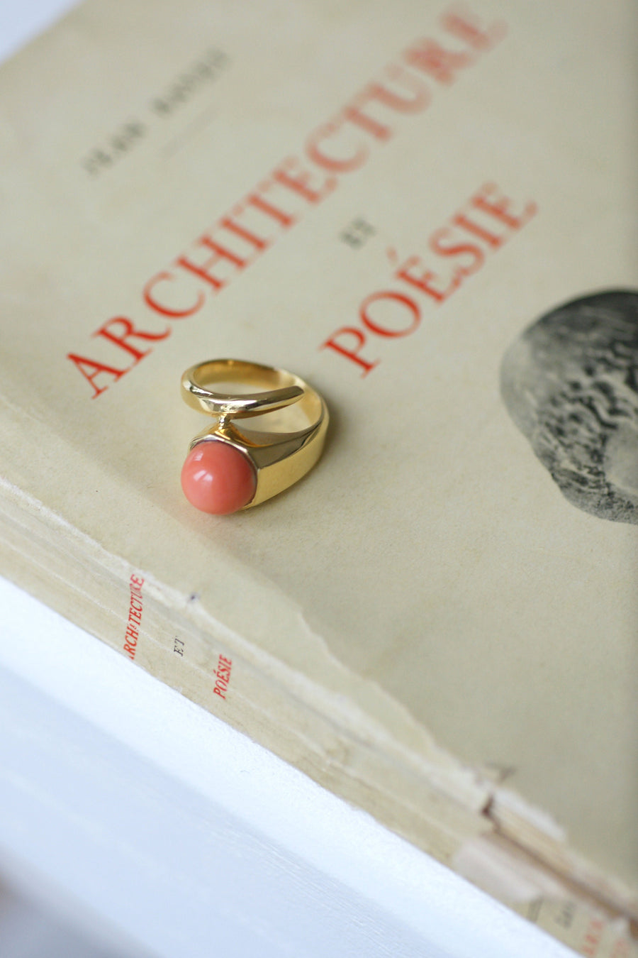 Gold and coral ring