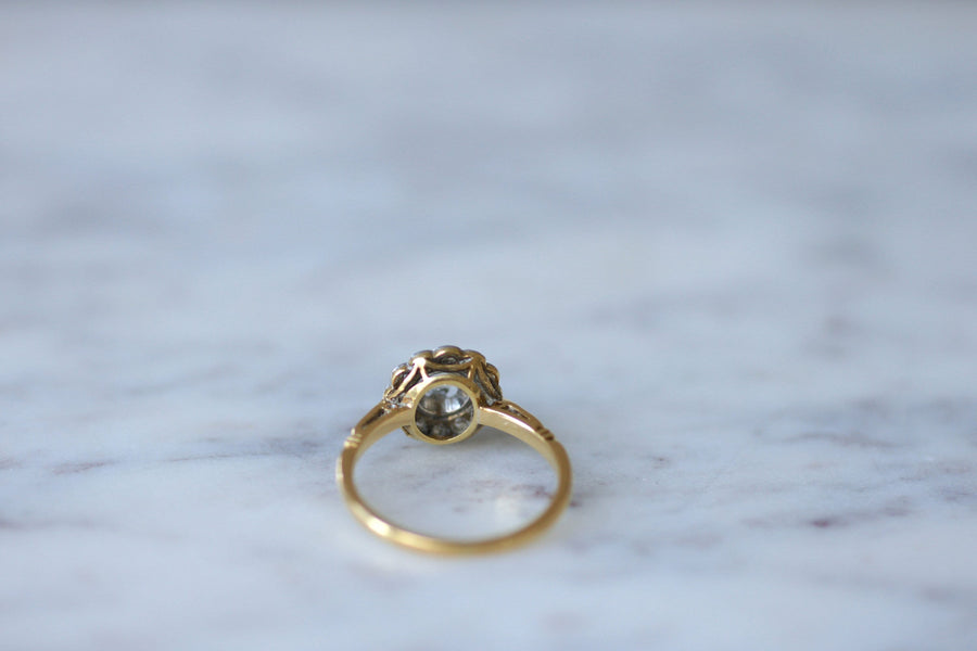 Gold, platinum and diamond daisy ring, early 20th century